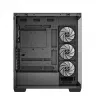 Korpusas DeepCool CG580 4F Midi Tower — ATX/MicroATX/ITX, grūdintas stiklas, 3×120 mm + 1×120 mm ventiliatoriai, 2×3.5 colio ir 2×2.5 colio diskų vietos, USB-A×2 USB-C×1, juodas