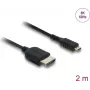 HDMI kabelis DELOCK 81691 — HDMI A tipo į Micro HDMI D tipo, 2 m, 48 Gbit/s, iki 7680×4320, auksuoti kontaktai, juodas