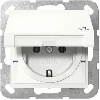 Kištukinis lizdas Schuko GIRA System 55, baltas, montavimo gylis 29 mm