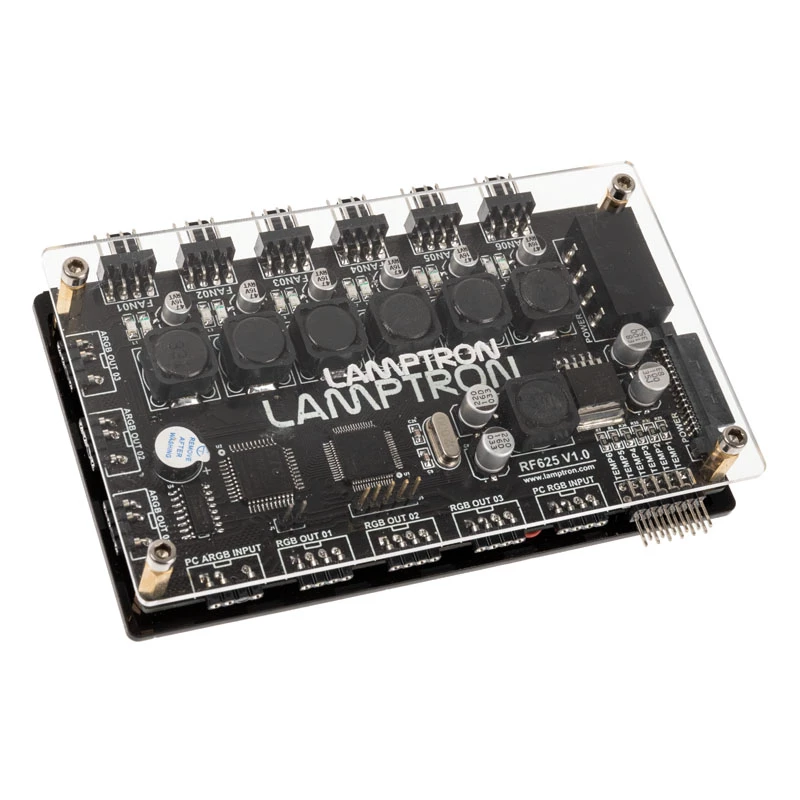 Lamptron LAMP‑RF625B ventiliatorių ir ARGB valdiklis, juodas