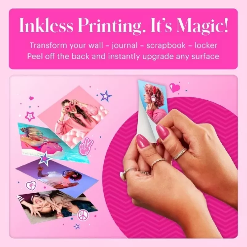 Barbie x Kodak STEP Slim belaidis momentinis nuotraukų spausdintuvas, ZINK 2x3'', 1ppm, Bluetooth, rožinis