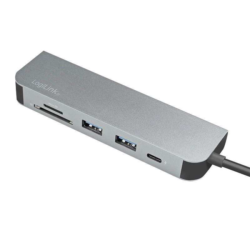 LogiLink UA0343 USB-C kelių prievadų centras, aliuminis, USB 3.2 2nd Gen