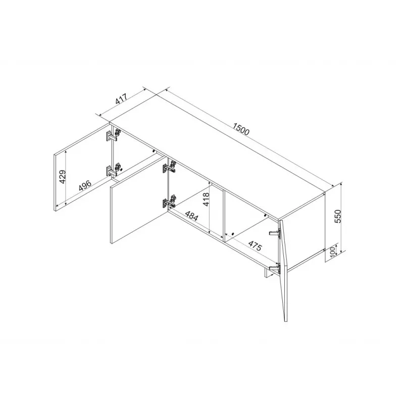 Cama 3D RTV spintelė ALMA 150x41.5xH55 kašmyro