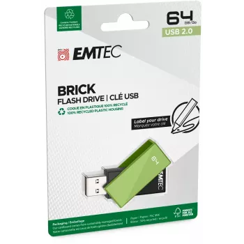 USB atmintukas Emtec C350 Brick 64 GB USB Type-A juodas žalias