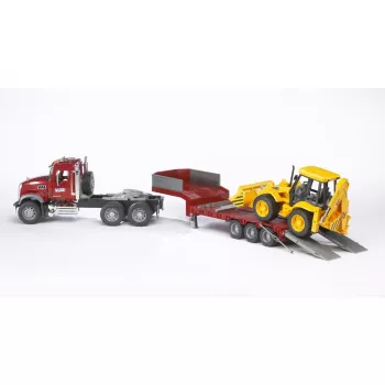 Žaislinis žemagrindis sunkvežimis su JCB 4CX priedu, BRUDER, modelis BR-02813, ABS konstrukcija, įvairiaspalvis