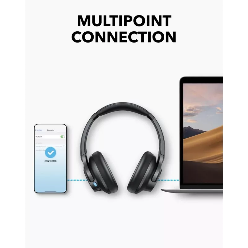 Ausinės ant ausų Anker Soundcore Q11i, Bluetooth 5.0, iki 20 h baterija, įmontuotas mikrofonas, tamsiai pilka