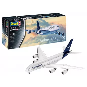 Surinktas modelis Revell Airbus A380-800 Lufthansa New Livery 1:144