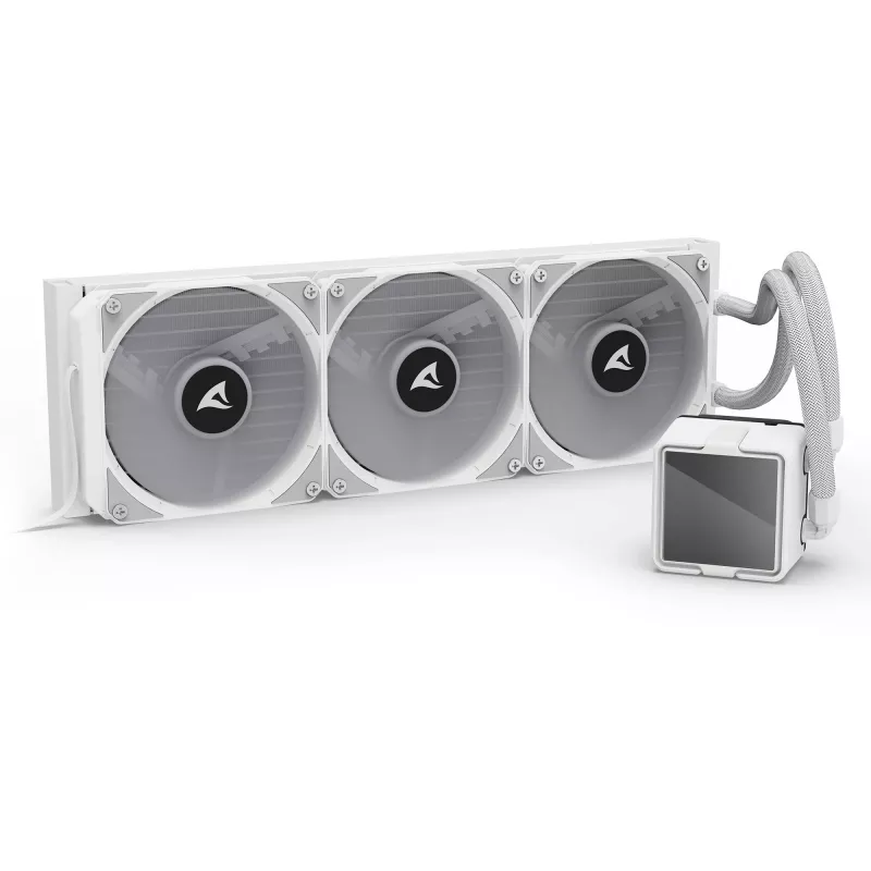 Vandens aušintuvas CPU Sharkoon S100 ARGB baltas – 360 mm radiatorius, Infinity-Mirror efektas