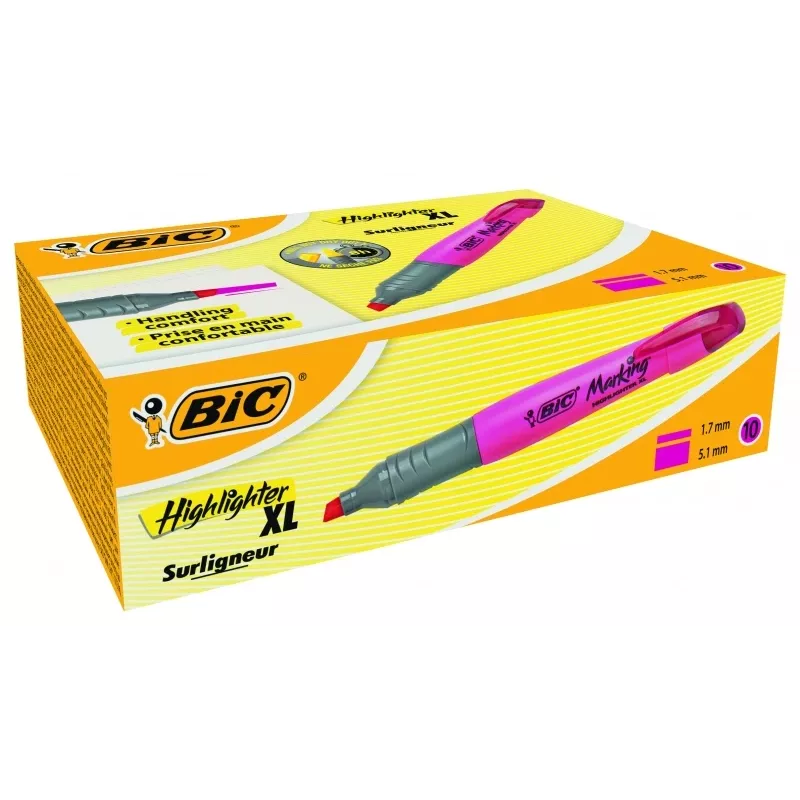 BIC Highlighter XL 2-5 mm, rožinė, Dėžutė 10 vnt. 247130