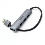 USB šakotuvas Unitek H1208A — 4 prievadai (1 × USB 3.2 Gen 1 Type-A, 3 × USB 2.0), aliumininis korpusas, pilka, 0,20 m laidas