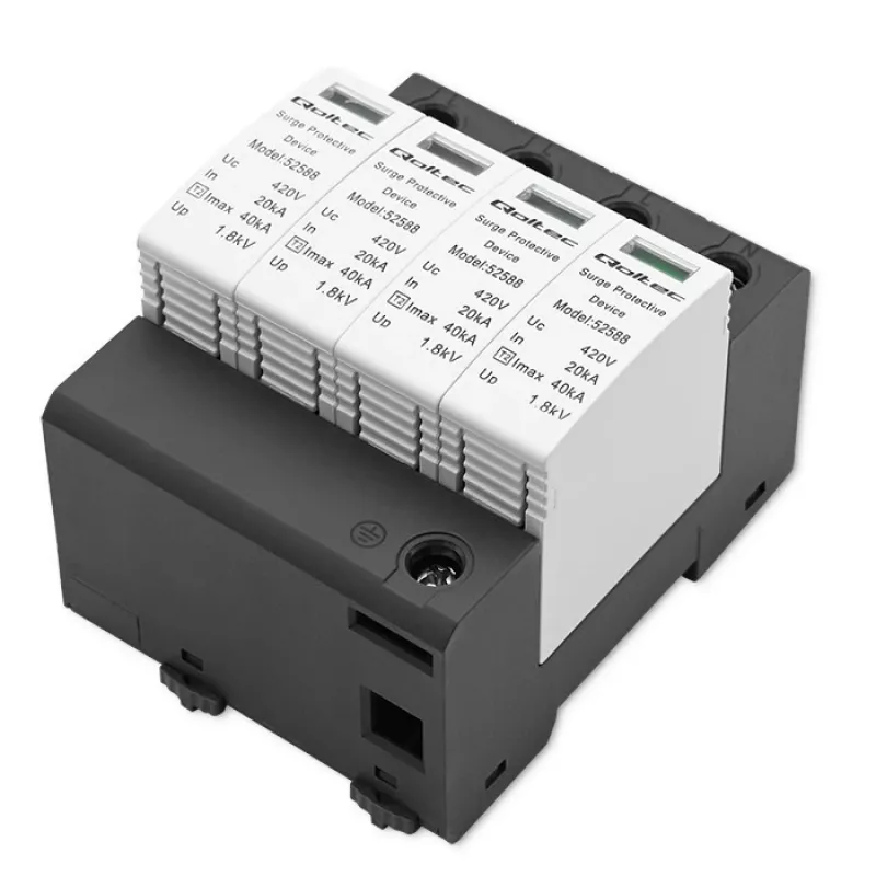 Apsaugos nuo viršįtampių įrenginys QOLTEC 52588 AC 4P 420V T2 C – 4 polių kintamosios srovės viršįtampių ribotuvas, 420 V, 2 tipo