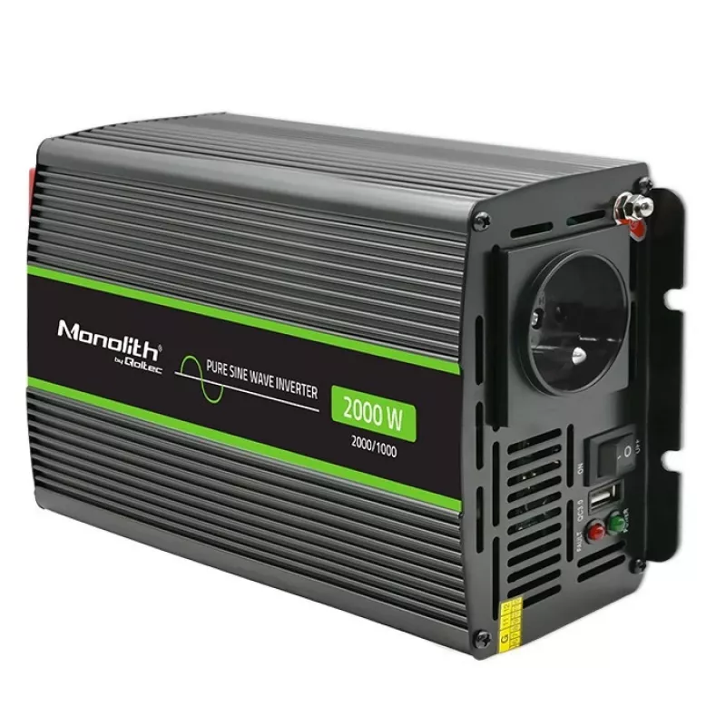 Automobilinis inverteris Qoltec Monolith 2000 W juodas 12 V