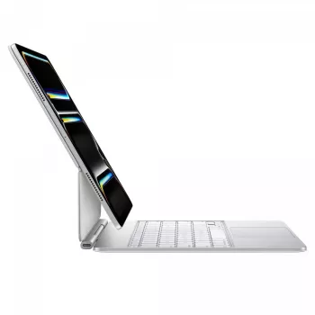 “Apple Magic Keyboard” belaidė klaviatūra su dėklu, skirta iPad Pro 13 colių M4, QWERTY išdėstymas, balta