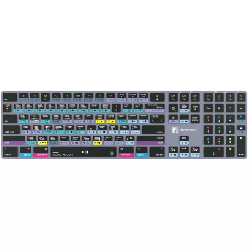 Logickeyboard LKB-RESB-TM-UK belaidė klaviatūra Bluetooth QWERTY pilko titano spalvos, optimizuota DaVinci Resolve