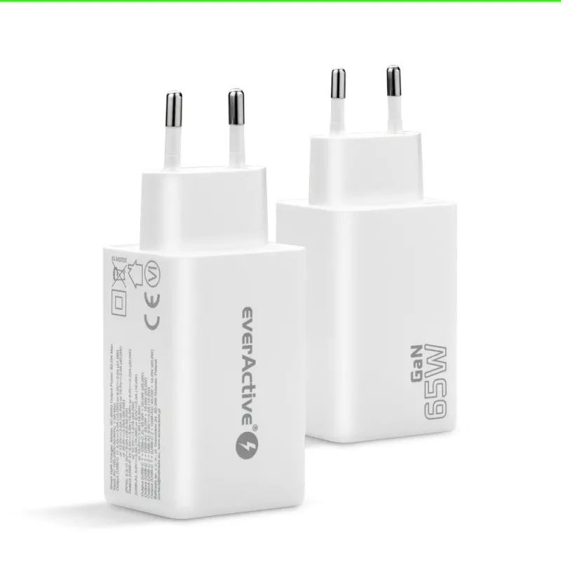 Maitinimo blokas everActive SQ-655Q 65W, 1×USB-A + 2×USB-C greitas įkrovimas