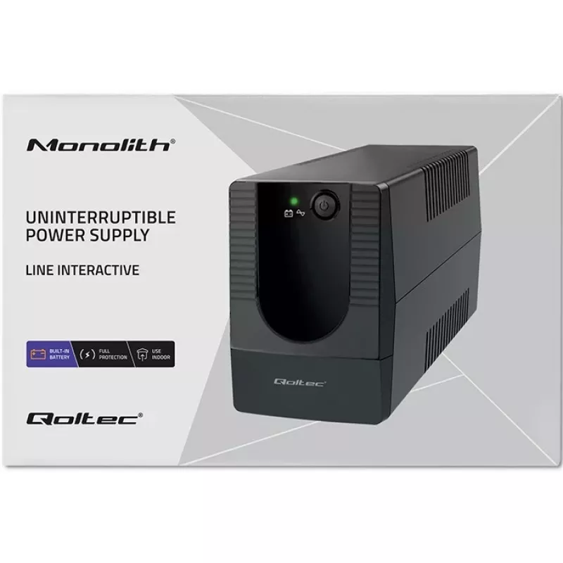 Qoltec 53774 nepertraukiamo maitinimo šaltinis (UPS) Line-Interactive 1 kVA 600 W 1 AC lizdas