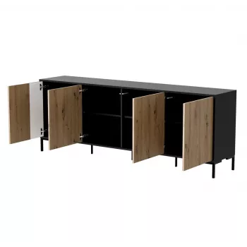Komoda Cama Meble MERCI 200 x 40 x 74 cm – juoda/artisan ąžuolas, medžio drožlių plokštė