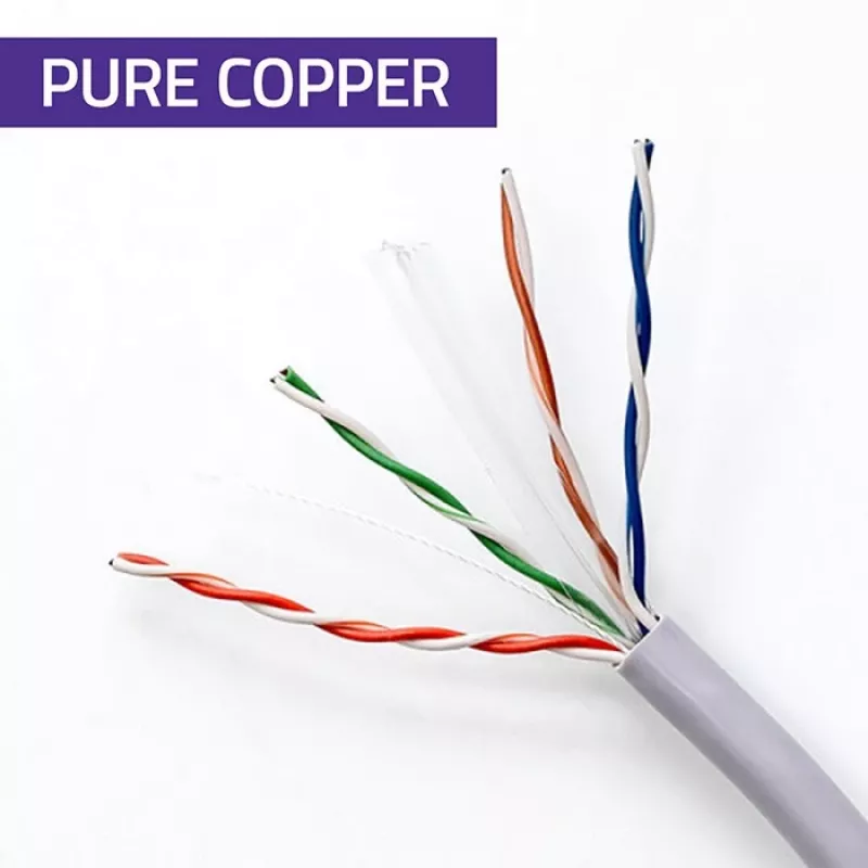 UTP patchcord kabelis CAT6 varis Cu 100 m pilkas – QOLTEC 54560
