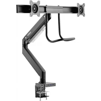 SpeaKa Professional SP-MM-820 2 krypčių monitoriaus laikiklis ant stalo 43,2 cm (17) – 81,3 cm (32) su integruota dokavimo stotele, dujinių spyruoklių technologija, pakreipiamas, pasukamas (SP-10506480)