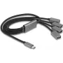DeLOCK 64210 USB 2.0 Type-C 4 prievadų USB-A šakotuvas 480 Mbit/s juoda pilka