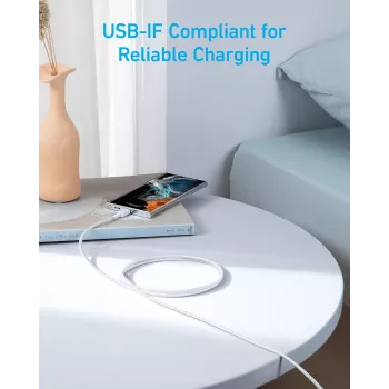 USB-C į USB-C laidas Anker 322 — 1,8 m, baltas