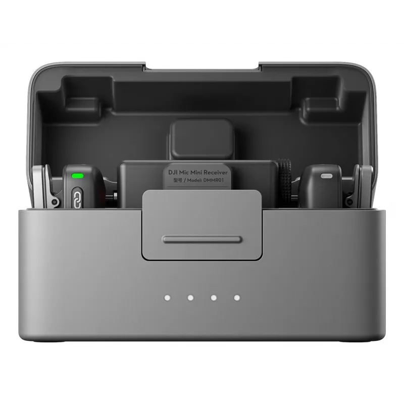Belaidis mikrofonų rinkinys DJI Mic Mini (2 TX + 1 RX + Įkrovimo dėklas) – Tamsiai pilka
