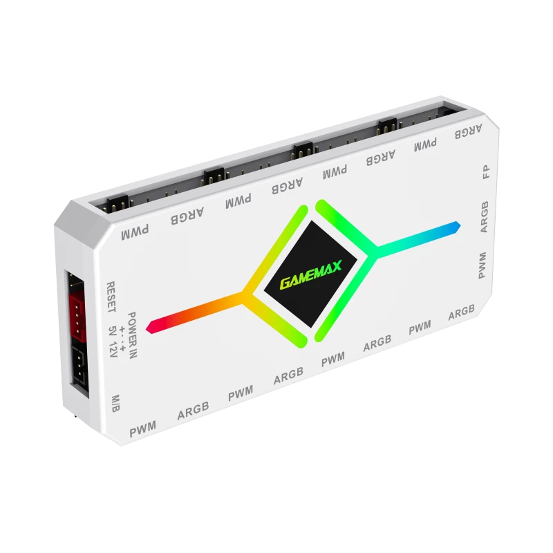 Gamemax V4.0 ARGB PWM HUB WT | Baltas | Ventiliatorių ir RGB šakotuvas