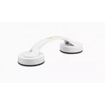 Sieninis laikiklis su siurbtuku Qmed DRQM6D0AAXXXP, technopolimeras, 20 cm gylis, maks. apkrova 30 kg, baltas, 65×53 mm