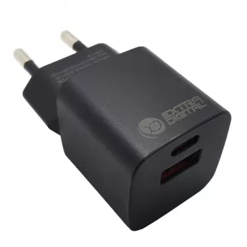 Įkroviklis EXTRA DIGITAL GaN USB Type-C, USB Type-A: 30W, PPS