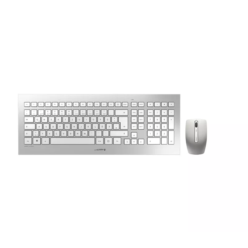 CHERRY DW 8000 belaidis rinkinys (klaviatūra + pelė) RF, QWERTZ vokiškas išdėstymas, sidabrinė, balta