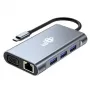 HUB 8v1 adapteris USB-C HDMI x2 USB VGA RJ45 PD