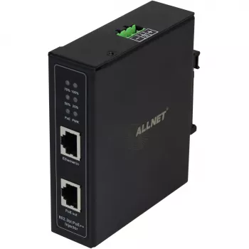 ALLNET ALL-PI2014-I-BT90 90W pramoninis gigabitinis PoE įpurškiklis, DIN metalinis korpusas