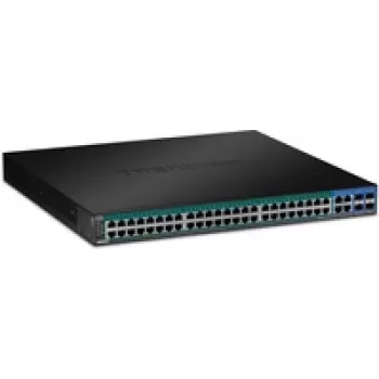 TRENDnet TPE-5048WS - Valdomas jungiklis (Smart Switch) - 48 prievadai 10/100/1000 (PoE+) + 4 kombinuoti Gigabit SFP - stalinis, montuojamas į stelažą - PoE+ (740 W) - AC 100-240 V