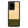 Dėklas Samsung Galaxy S20 Ultra medinis bambukas juodas – apsauginis kietas dangtelis su natūralaus bambuko intarsija
