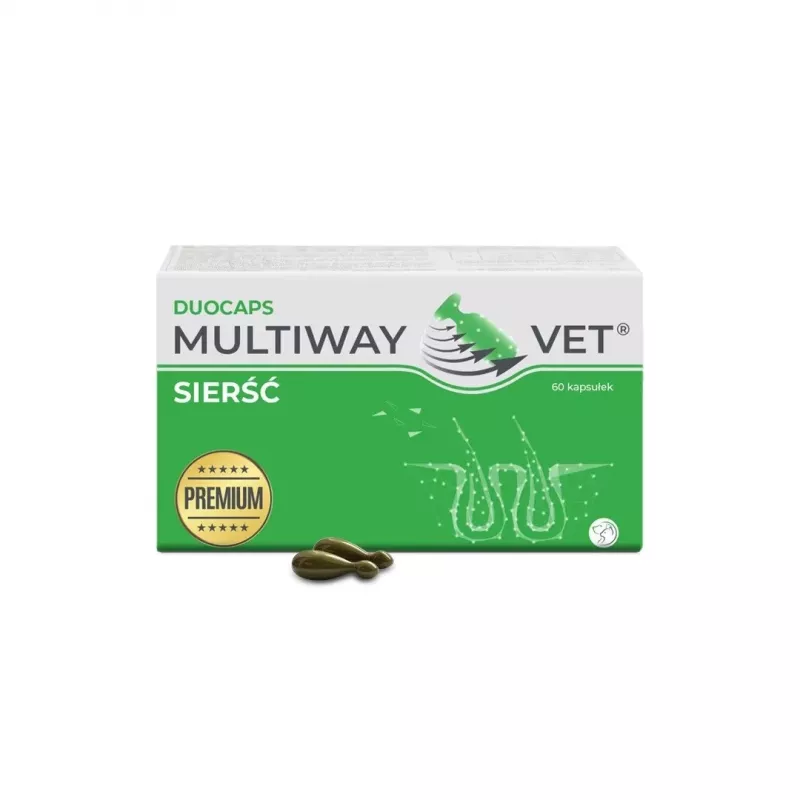 Minkštosios želatinos sukamosios kapsulės JM Sante Multiway Vet kailiui ir odai šunims ir katėms 60 vnt., 150 g