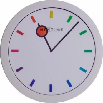 NeXtime 3048 Color Change sieninis laikrodis, Ø28 cm, baltas / įvairiaspalvis