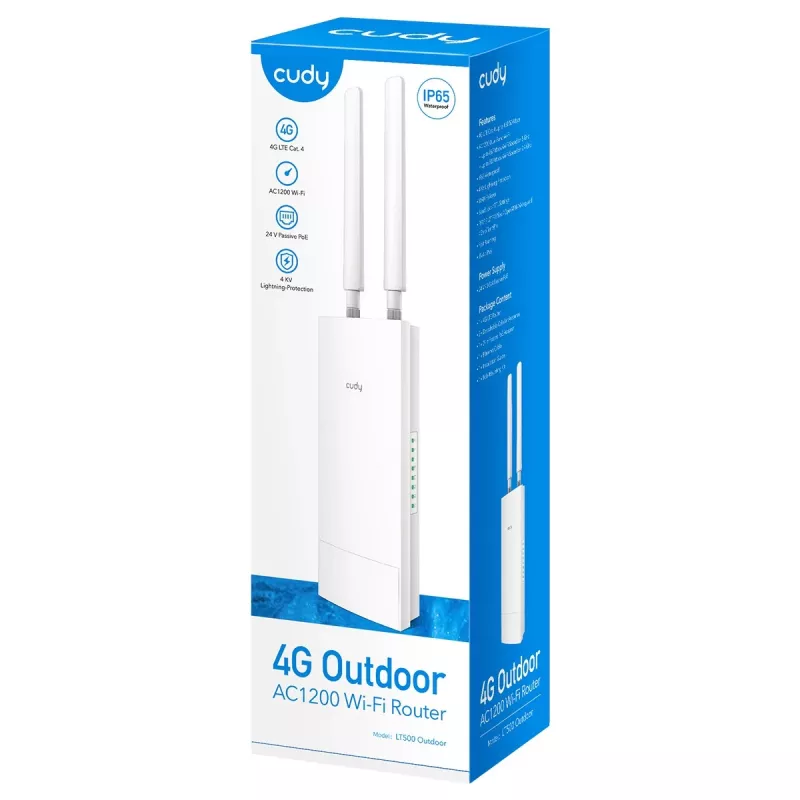 Cudy LT500 belaidis maršrutizatorius Fast Ethernet Dual-band (2.4 GHz / 5 GHz) 4G Baltas
