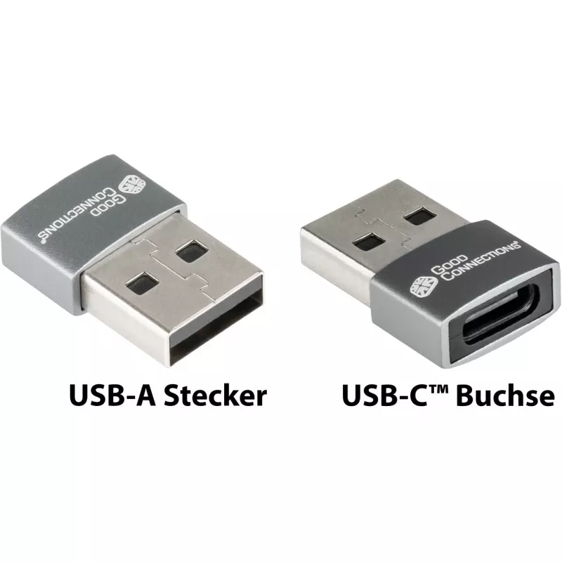 Good Connections USB-AD203 adapteris USB 2.0 kištukas A prie USB-C lizdo aliuminio korpusas pilkas