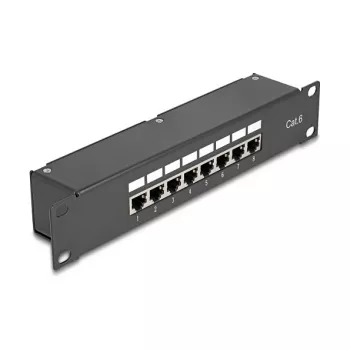 DeLOCK 10 colių jungiamasis pataisų skydelis 8 prievadų Cat.6 RJ45 juodas 1U