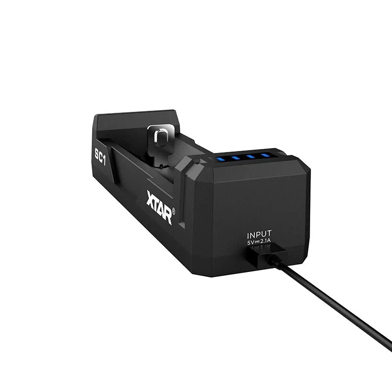 Baterijų įkroviklis XTAR SC1 vieno lizdo USB‑C Li‑ion 18650 elementams, 1 vieta, juodas