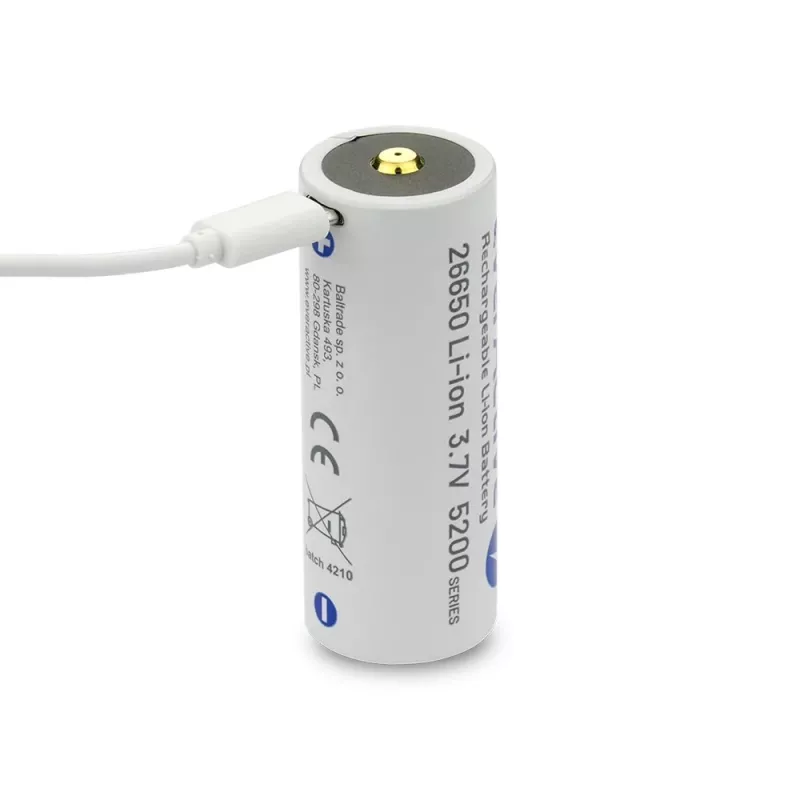Įkraunama baterija everActive EV26650-52M 3.7V 5200mAh su Micro USB įkrovimu