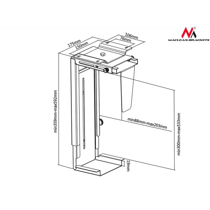 Pasyvus laikiklis Maclean MC-713 S Grey