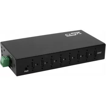 EXSYS GmbH 7 prievadų USB 3.2 Gen 2x1 metalinis HUB, 7x USB-C, 57W (EX-12277HMS)