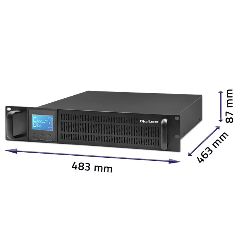 Qoltec 53945 stelažo UPS, 1 kVA, 800 W, LCD