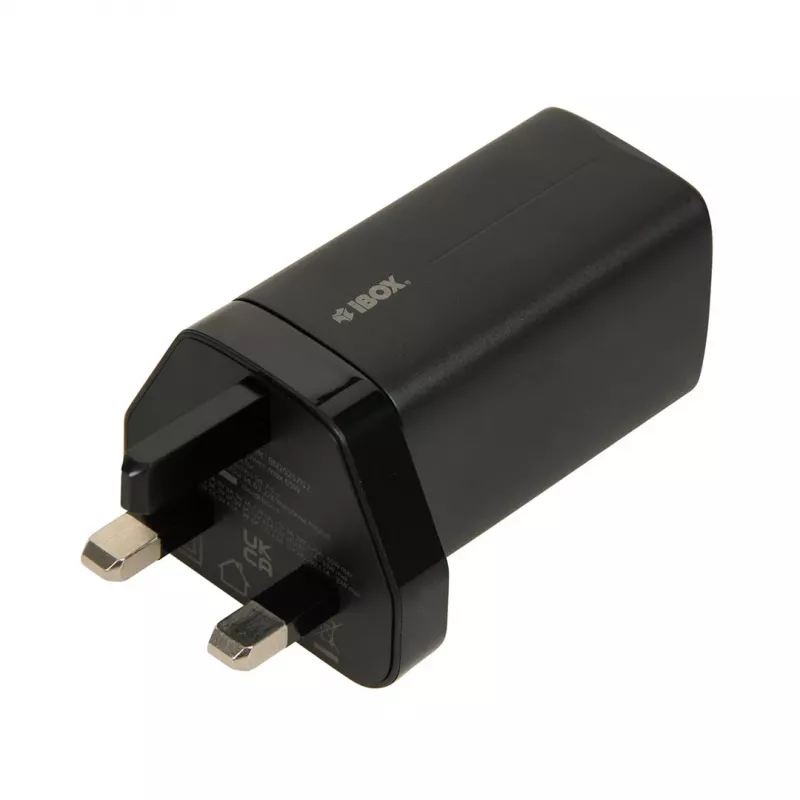 iBOX C-65 Black, universalus GaN 65W įkroviklis su UK kištuku