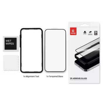 Apsauginis stiklas Crong 9H Full Glue, grūdintas, skirtas iPhone 16/15
