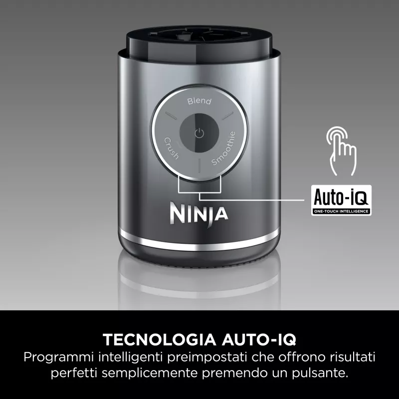 Nešiojamas blenderis Ninja BC251EUGY, 0,57 L indas, 11,1 V baterija, nerūdijančio plieno peiliai, permatomas/pilka
