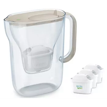 Vandens filtro ąsotis BRITA Style Essential 2,4 L su 3 keičiamaisiais filtrais (smėlio spalvos)