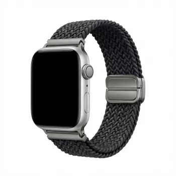 GUAN Premium dirželis Apple Watch 38/40/41/42mm — juodai pilkas silikoninis keitiklis