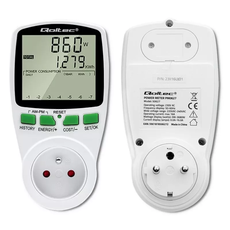 Energijos matuoklis QOLTEC PM0627 3680W su istorija